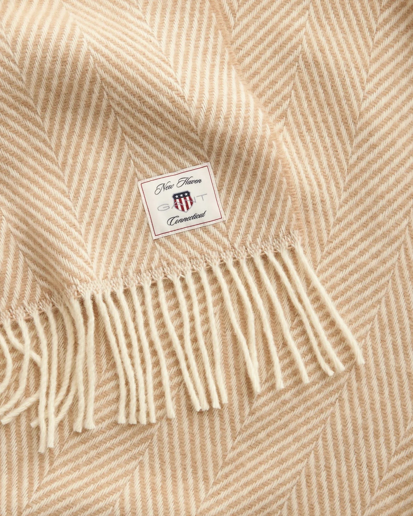Herringbone Ullpledd - Beige