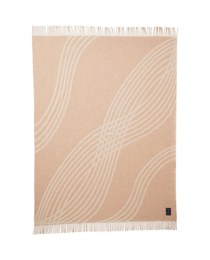 Jacquard pledd i resirkulert ull - Beige