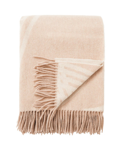 Jacquard pledd i resirkulert ull - Beige