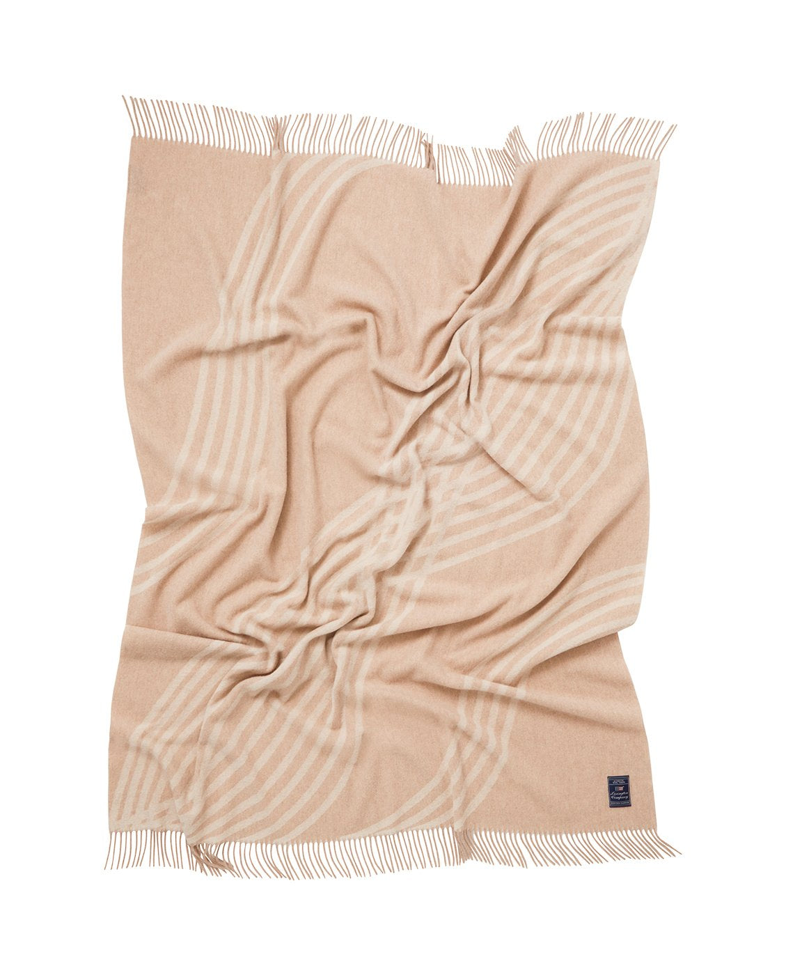 Jacquard pledd i resirkulert ull - Beige