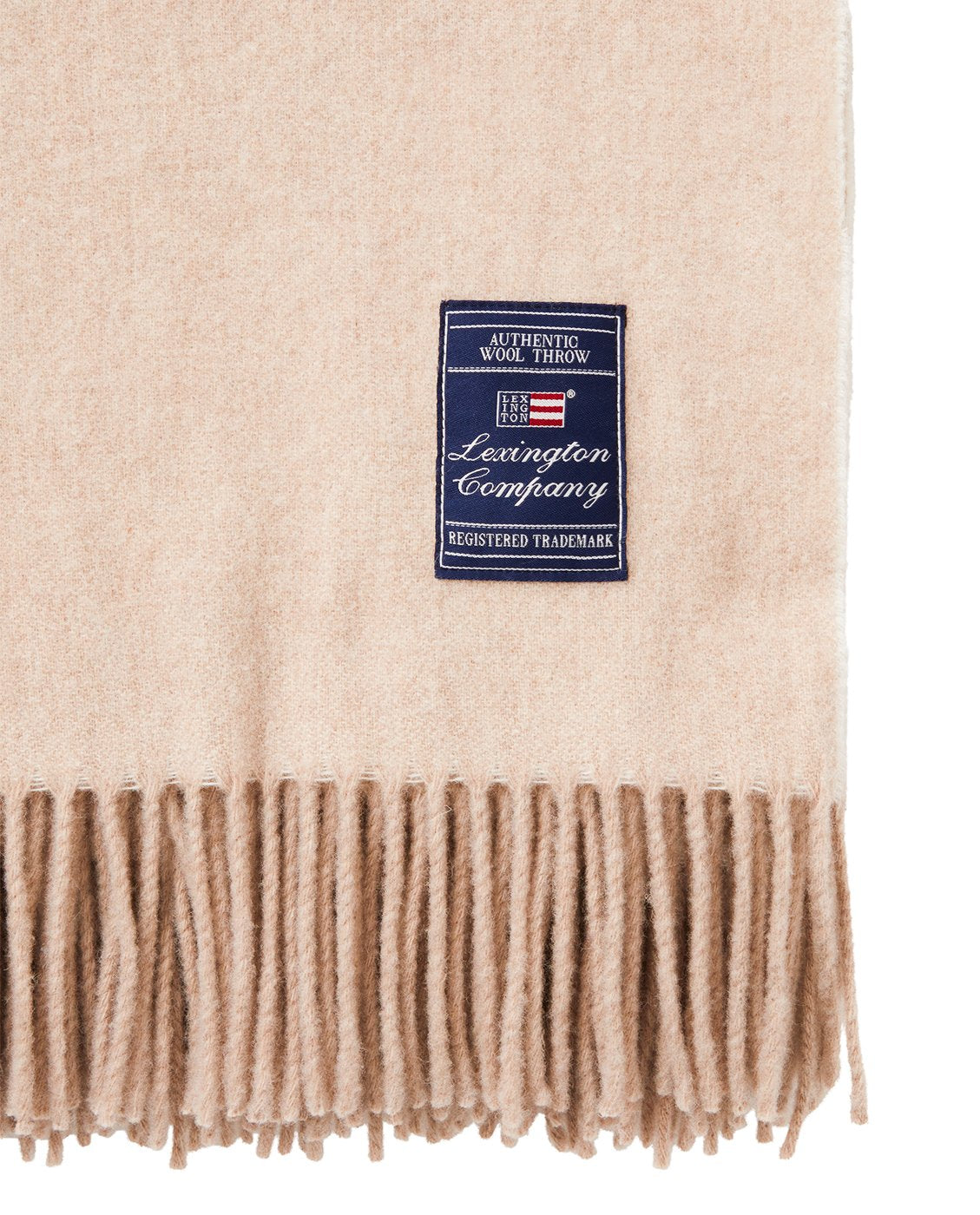 Jacquard pledd i resirkulert ull - Beige