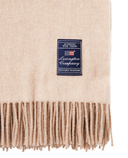 Jacquard pledd i resirkulert ull - Beige