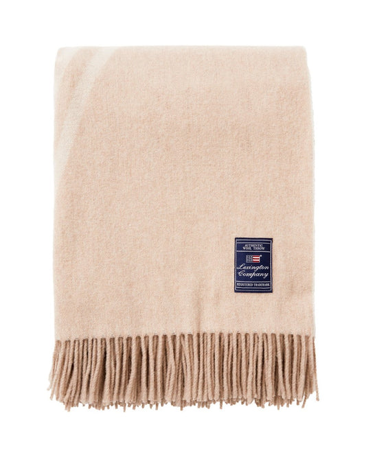 Jacquard pledd i resirkulert ull - Beige