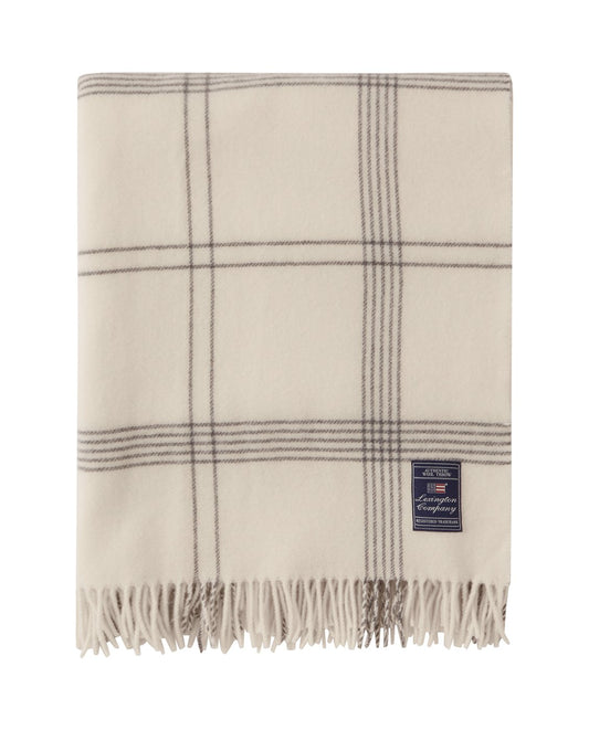 Lexington Checked Recycled Wool Throw White/Dk Gray