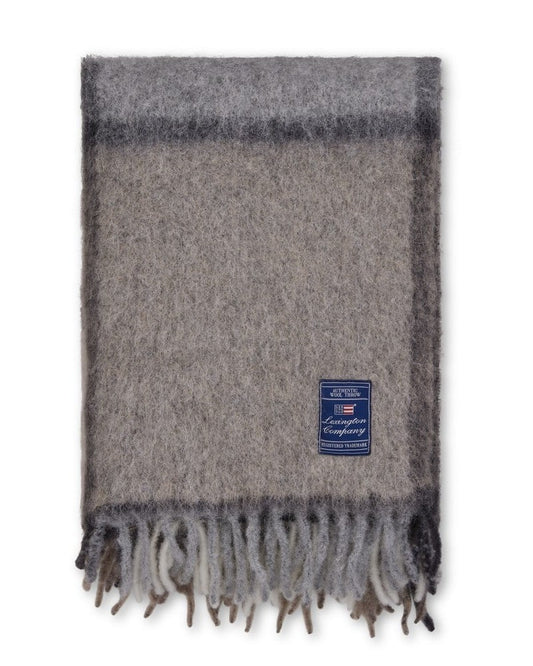 Rutet pledd i mohair- og ullblanding - Beige/Grå