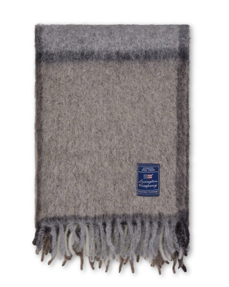 Rutet pledd i mohair- og ullblanding - Beige/Grå