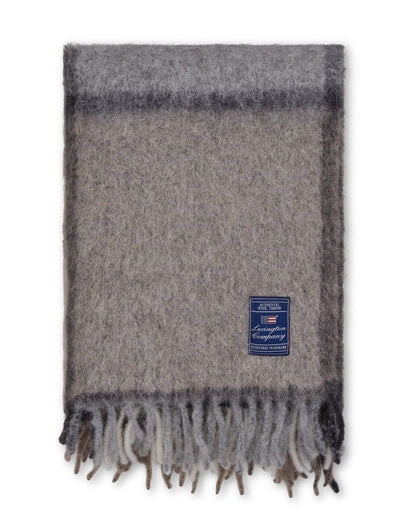 Rutet pledd i mohair- og ullblanding - Beige/Grå