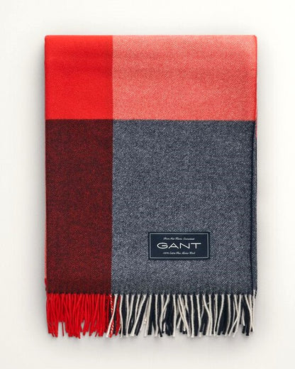 Gant extra fine merino wool check throw Orange Red