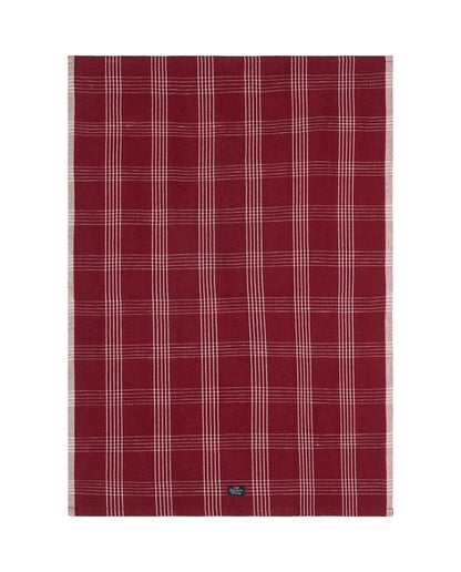 Rutete kjøkkenhåndkle i lin/bomull - Rød/hvit