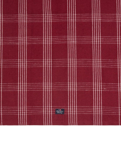 Rutete kjøkkenhåndkle i lin/bomull - Rød/hvit